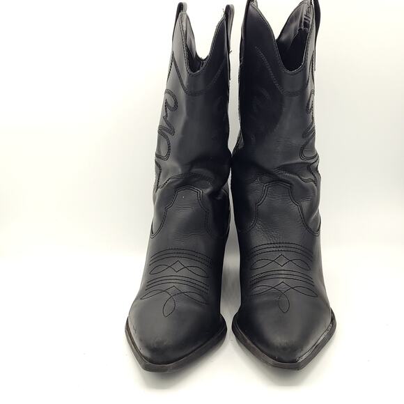 Steve Madden Ladies Western Boot Black Leather embroidered women's Size 10 - Picture 7 of 9